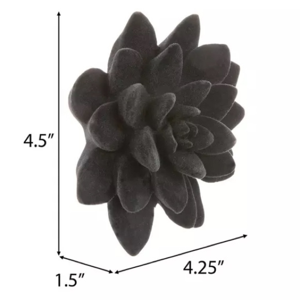 (2) Black Flocked Flower Wall Decor - Picture 3 of 3